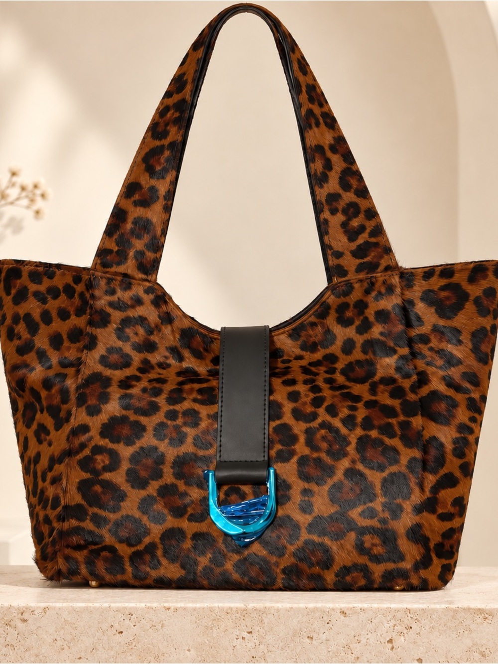 Divina Firenze Leopard Calf Hair Leather Tote Bag- NWT